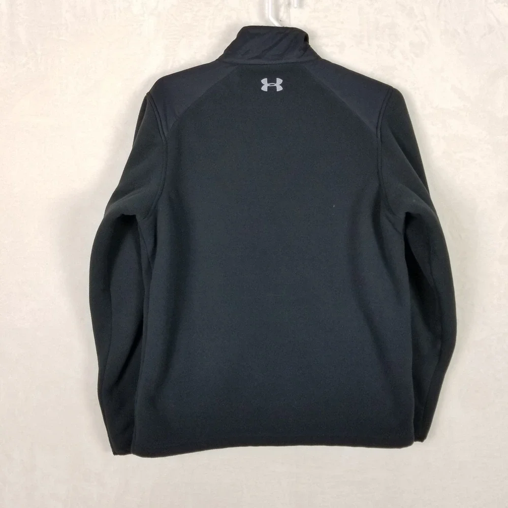 Under Armour Full Zip Fleece Jacket Mens L Black UA Storm ColdGear Woven Overlay